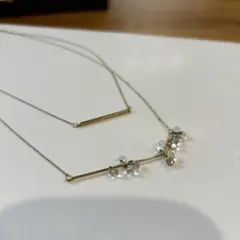 【新品未使用】アネモネ　ゴールド 2連バーとビーズ ネックレス