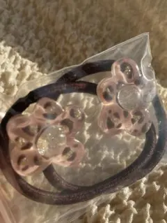 花形豹柄ラメ入りヘアゴム2個セット