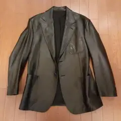 美品　日本製レザー ブレザー　黒