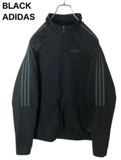 adidasシンプルブラックデザイン ジャージトラックジャケットゆったりサイズのサムネイル