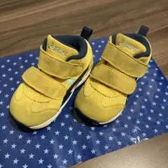 Q*0様 [スクスク] ベビーシューズ ミッドカット イエロー/ネイビーブルー2