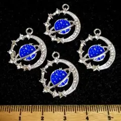 ラスト1点⭐ストーン土星(ブルー)SILVER.。.:*4個♡チャームのサムネイル