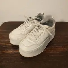 ZARA フラットフォームプリムソールスニーカー ホワイト 39/25.0cm