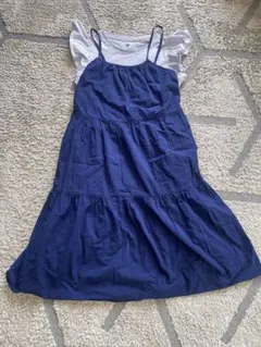 ユニクロ シアサッカーキャミソールワンピーススムースコットンフリルTシャツ