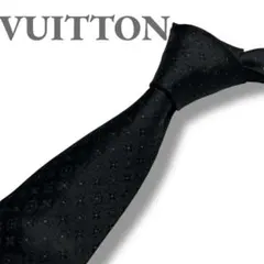 極美品　ルイヴィトン ネクタイ ブラック モノグラム ドット イタリア　ラメ