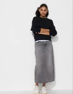 ⭐️UNIQLO デニムパネルロングスカート　グレー