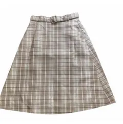 ナチュラル ビューティー ベーシック ベルト チェック フレア スカート