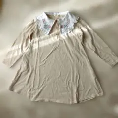 All Friends チュニック 120 大きな襟 フラワー刺繍 ポケット付