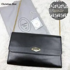 【極美品】クリスチャンディオール トロッター シボ革 ロゴ金具 ショルダーバッグ