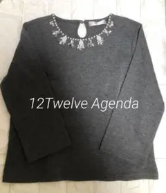 12Twelve Agenda ビジューネックトップス　Mサイズ　グレーのサムネイル