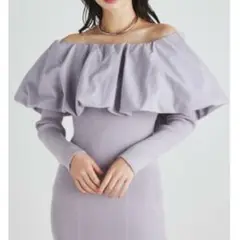 rienda　オフショルバルーンフリルワンピース