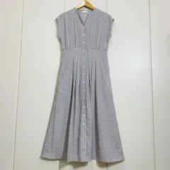 美品 Ballsey BBダイアゴナルプリント ウエストタックフレアワンピース