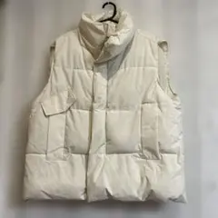 ホワイト ダウンベスト ノーカラー