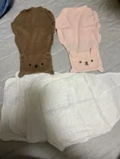 ベビー用汗とりパッド　未使用品　クマ　ウサギ　無地　7枚セット