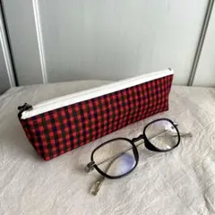 ハンドメイド　メガネケース　ペンケース　ファミリアチェック