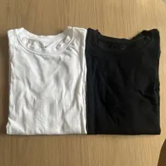 無印良品　あったか綿　クルーネック　ホワイト　ブラック　長袖