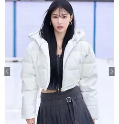 レザーショート丈フードブルゾン