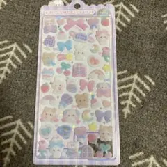 ふわふわドロップシール　ボンボンドロップシール　フロッキー　動物　ネコ　ウサギ