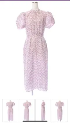 値下げ　OBLI 花柄パフスリーブペンシルドレスのサムネイル