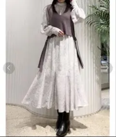 SNIDEL レイヤード　ベストセット　ワンピース　S