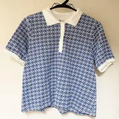 ニットポロシャツ ブルー