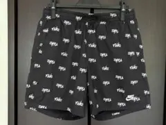 NIKE/ロゴ/刺繍/フロー/総柄/短パン/ナイロン/ウーブン/ショーツ/黒/L