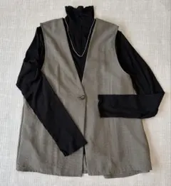 春夏/洗える　Dreskip ジレ ベスト M シューラルー　カーキ