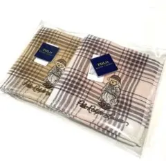 新品　ポロラルフローレン　タオルハンカチ　ポロベア刺繍　チェック　ギフト