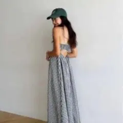 シールームリン　チェック　キャミソールロングワンピース　Ｓ