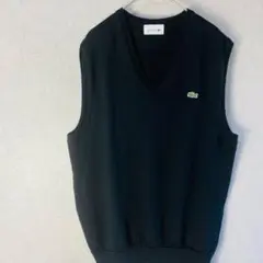 LACOSTE Vネック ニットベスト ブラック サイズ4