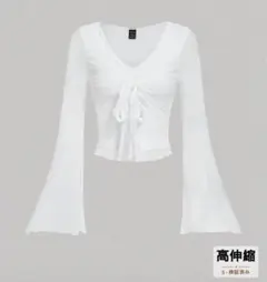 【新品未使用】フレア白アウター リボン装飾 韓国風 春服