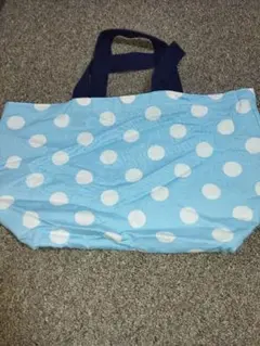水色と白の水玉模様トートバッグ
