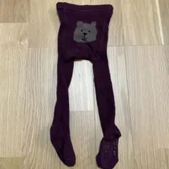 baby GAP クマ刺繍 ベビータイツ バーガンディ 12-24m