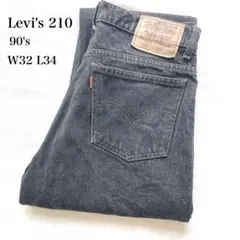 【90' ボタン裏359】Levi's 210 ブラックデニム先染めW32L34のサムネイル