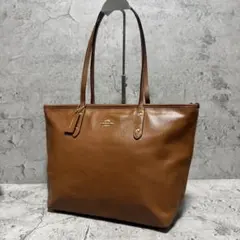 極美品✨️A4可 コーチ トートバッグ PVC ビジネス 大容量 レザー 茶