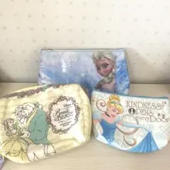 ディズニー ポーチ まとめ売り エルサ 美女と野獣 シンデレラ