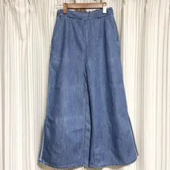 GU ❤︎ デニム　ガウチョ　パンツ　フレア　カジュアル　ワイド　スウェット
