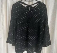 earth music & ecology 水玉　ドット　ブラウス　ブラック　黒