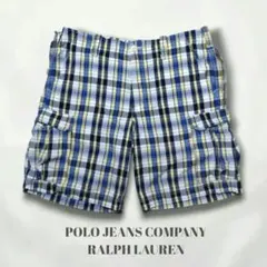 極太 W40 POLO JEANS マドラスチェック カーゴショーツのサムネイル