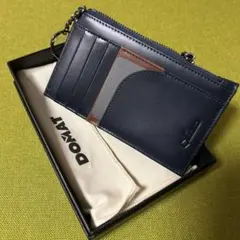 DOMAT コインケース　ネイビー レザー カードケース　ビジネス