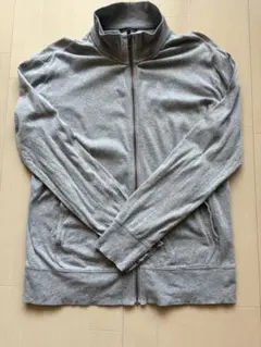 【ユニクロ】スタンドカラー フルジップジャケット グレーL 薄手 Tシャツ地