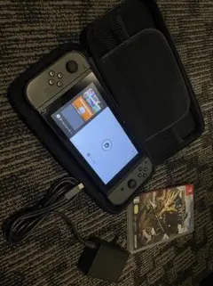 Nintendo Switch EL本体中古ACアダプター　モンハンライズおまけ
