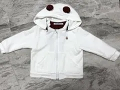 familiar フード付きトレーナー アイボリー　赤系チェック