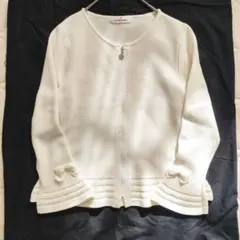 ジップアップカーディガン　ジャケット　フレア　リボン