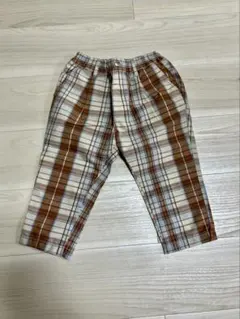 新品 quoti use fith 茶色と白のチェック柄 長ズボン 100cm