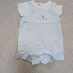 familiar 水色 チェック柄ロンパース 70