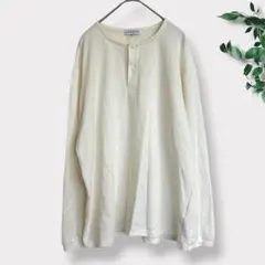 メンズ　【クロッシー】　ヘンリーネック　ロンT　アイボリー　【L】　無地　長袖のサムネイル