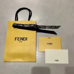 FENDI イエローショップ袋と100周年リボンセット（メッセージカード付）