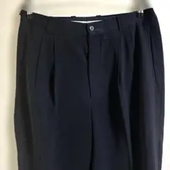 GREENCLUBSネイビー プリーツ入り ワイドパンツ91良好一点限り限定商品