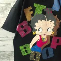 US古着》ベティブープ キャラクター バイカー Tシャツ ブラック メンズ 